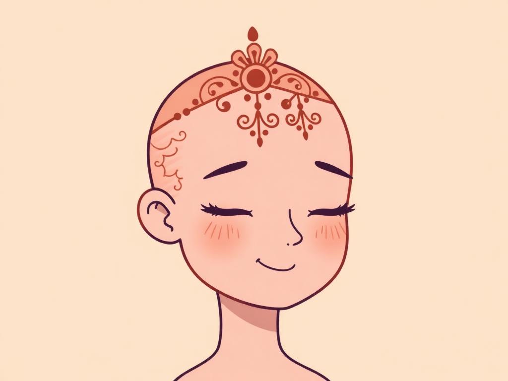 Henna crown design applied to a woman's scalp